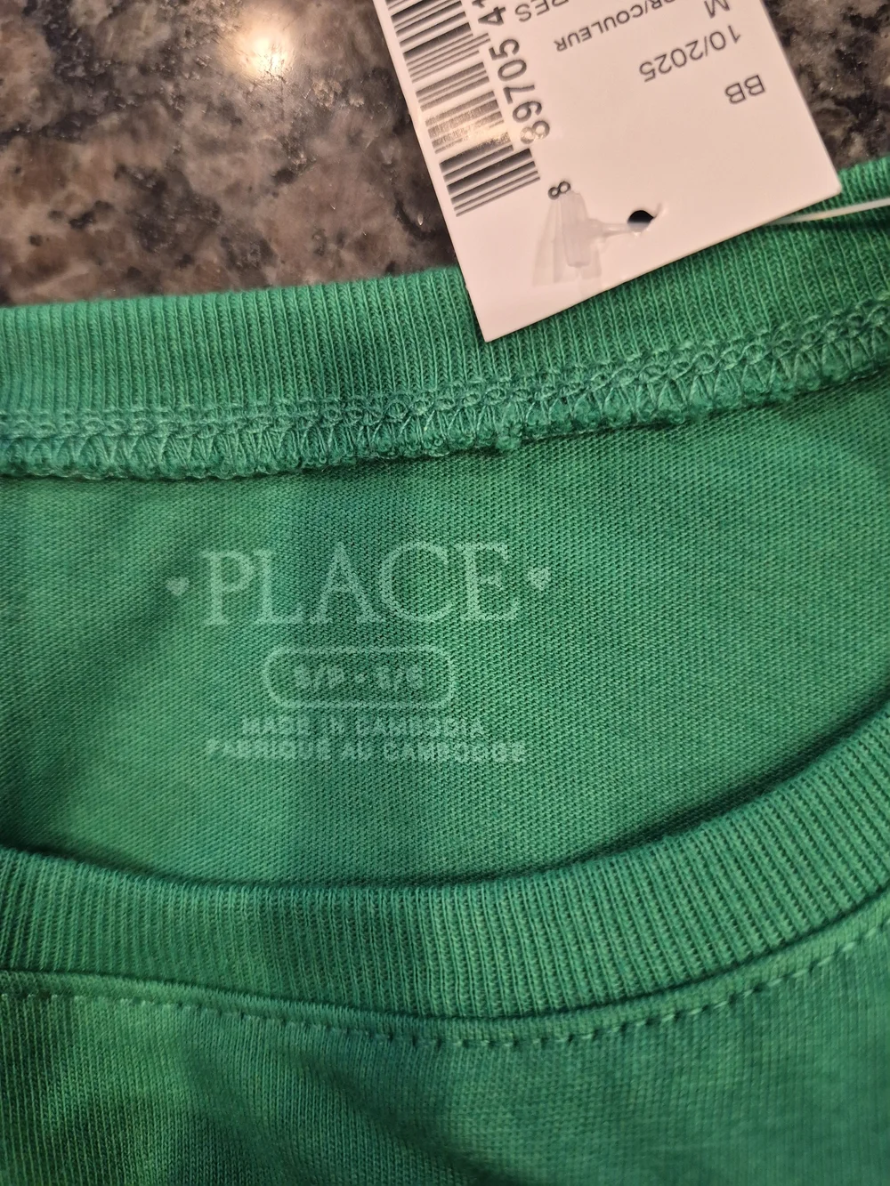 5/25 The Children's Place Green Tee with Gold LOVE and Sequin Shamrock